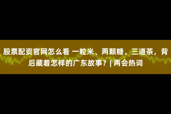 股票配资官网怎么看 一粒米、两颗糖、三道茶，背后藏着怎样的广东故事？| 两会热词